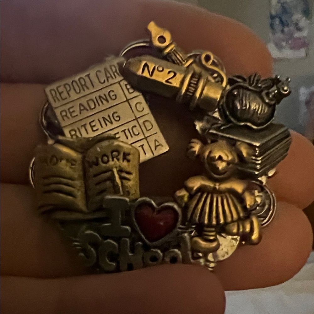 Gold and Silver School Theme Brooch